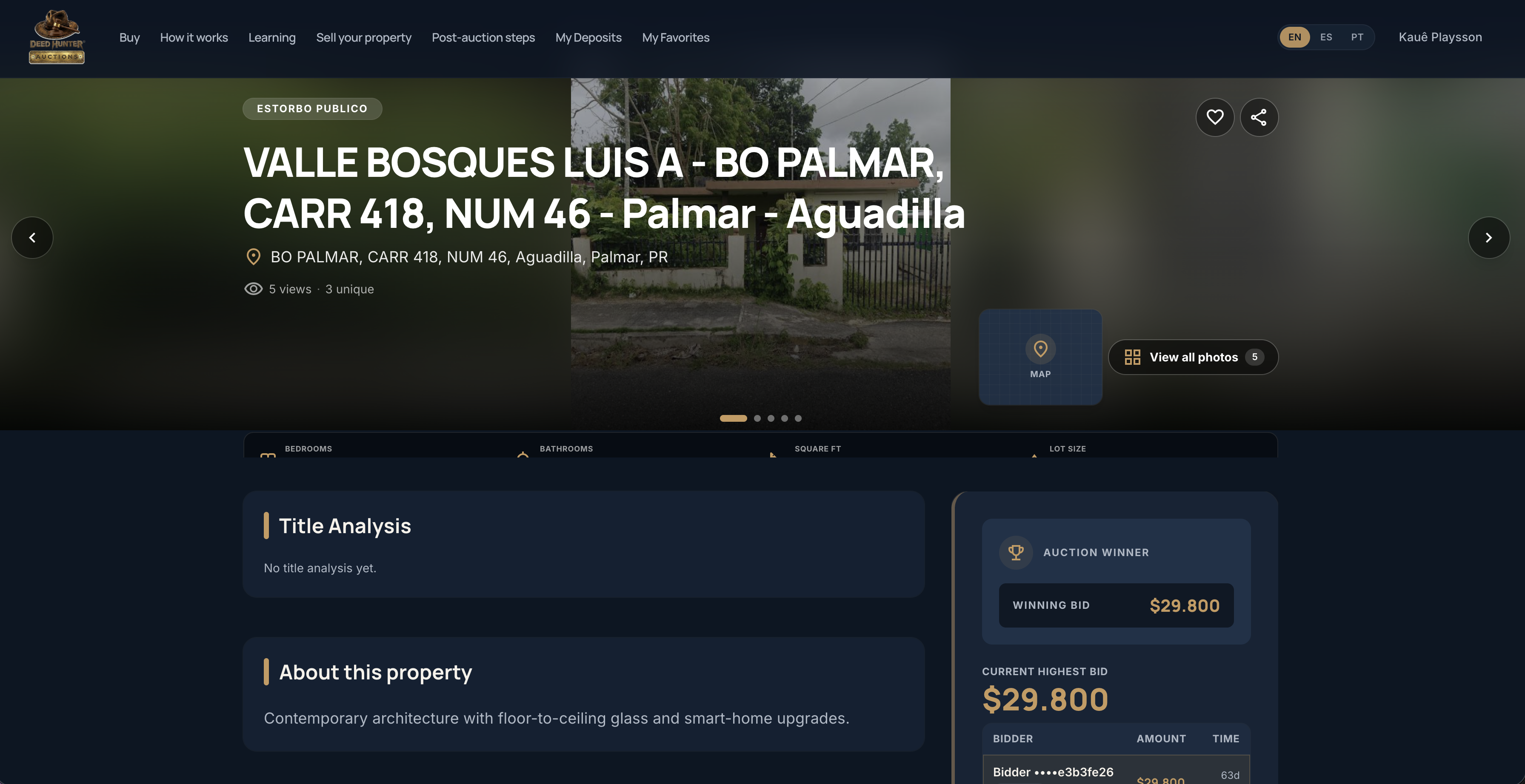 Deed Hunter detalhe do imóvel