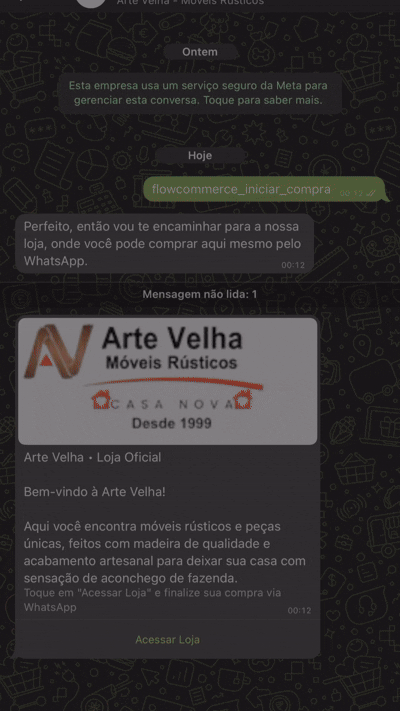 A jornada completa de compra acontecendo dentro do WhatsApp.